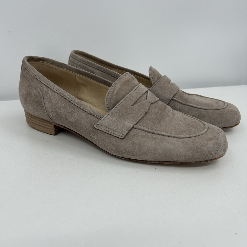 M. Gemi Womens Suede Penny Loafers‎ Size EU 37.5 Beige Quiet Luxury Old Money